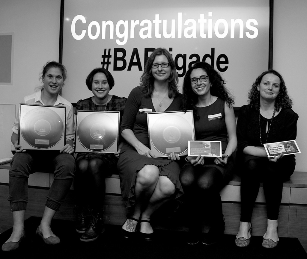 Black and white image of the award winners